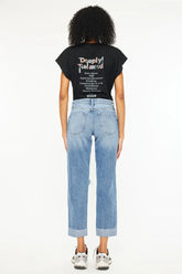Mid Rise Distressed Boyfriend Fit Jeans Kancan
